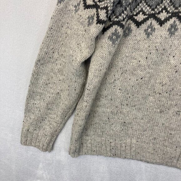 Boston Crew Fair Isle Heavy Knit Sweater Mens Large 42-44 Gray Skicore Preppy - Picture 8 of 16
